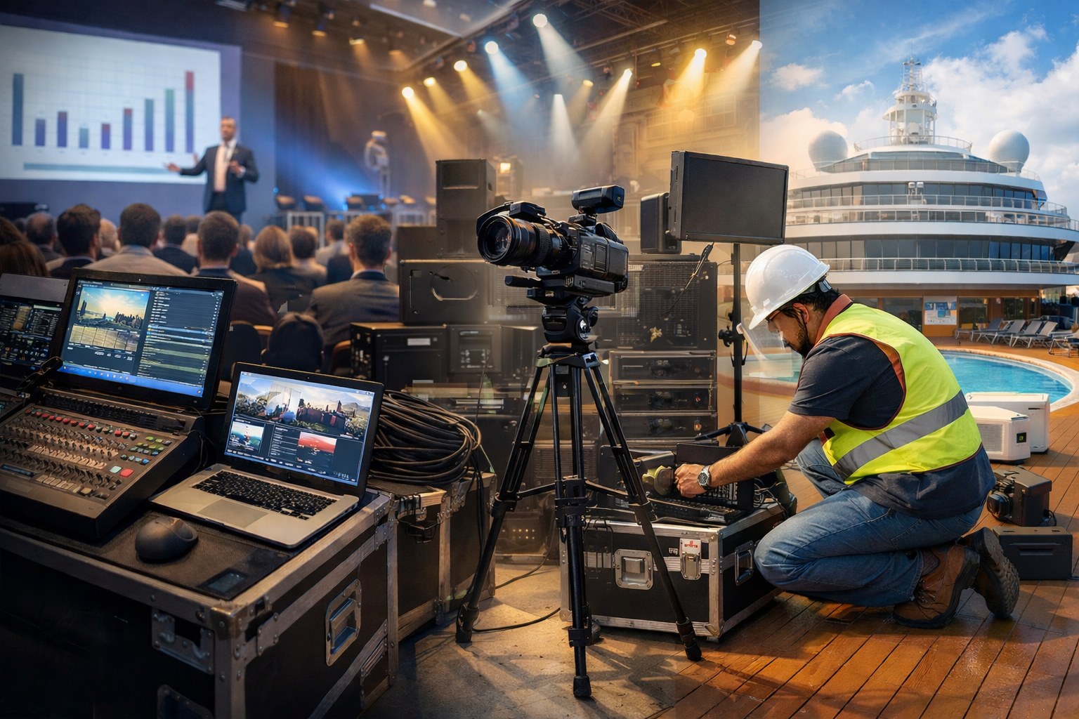 Equipo de Onyx's Audiovisuales en laboratorio de sonido e ingeniería